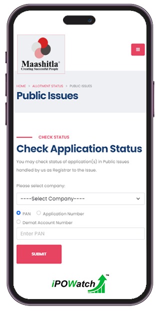 Maashitla IPO Allotment Status