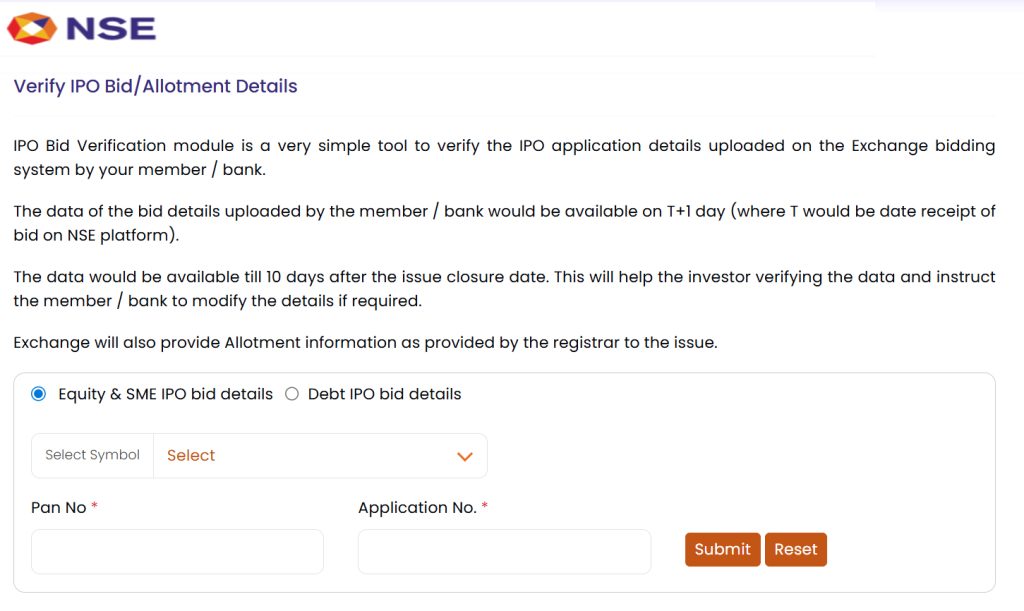 NSE IPO Allotment Status