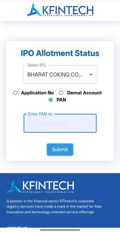 Kfintech IPO Allotment Status